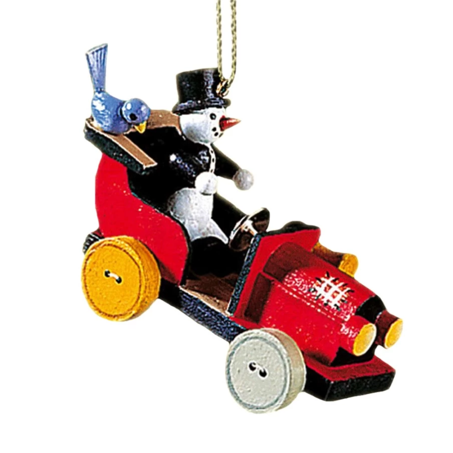 "Käthes Original Snowman Car - Handmade Christmas Decoration for Holiday Decor"