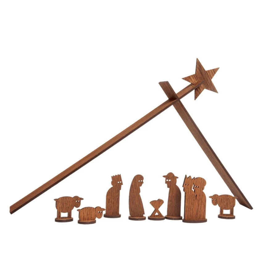 Designimdorf Modern Nativity Set - 11 Piece Christmas Manger Scene for Holiday Decor