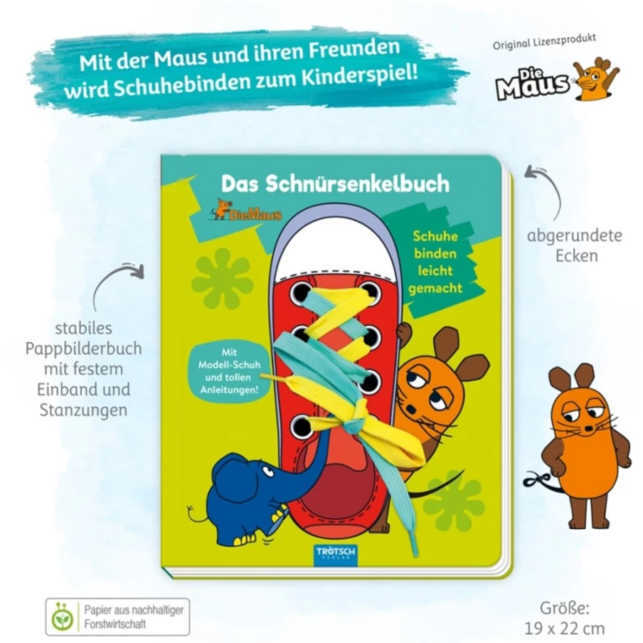"The Mouse" Shoelace Book by Trötsch Verlag – Fun & Educational Lacing Story for Kids
