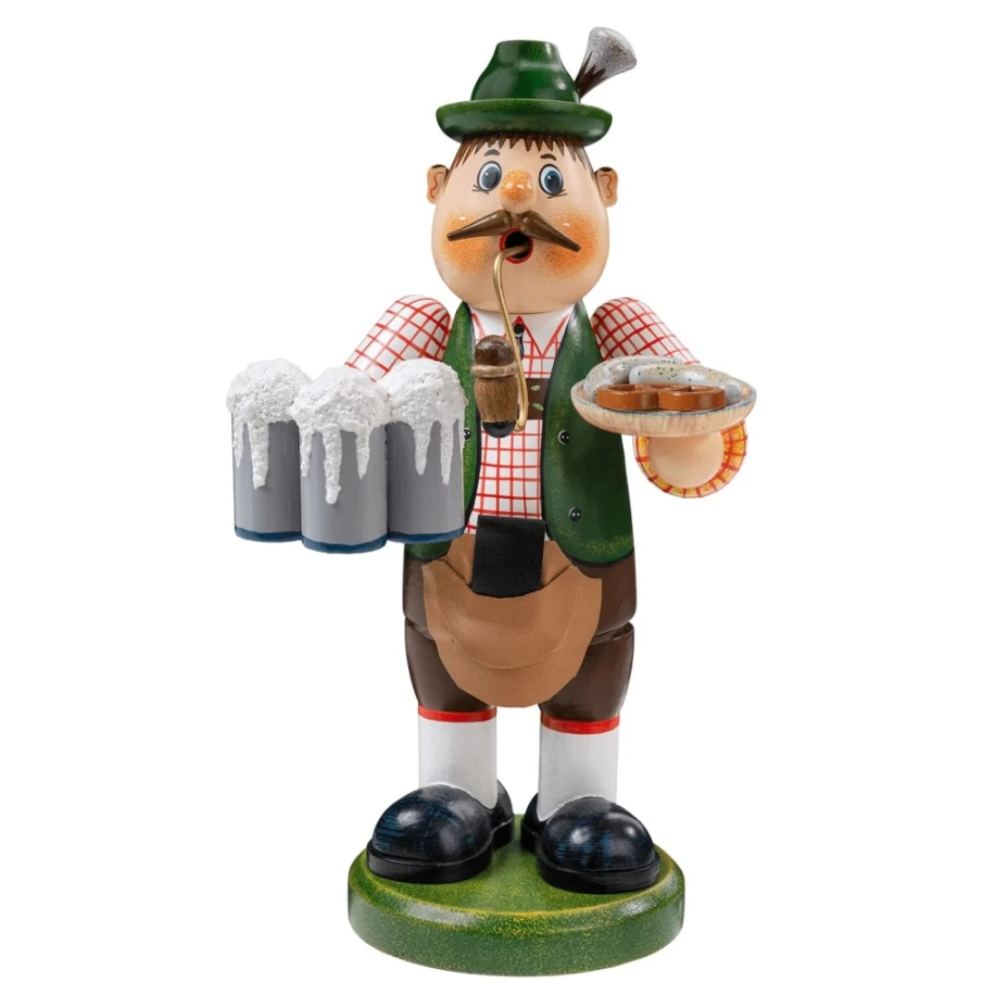 "Käthes Original Bavarian Waiter Holzknoddl Incense Smoker – Traditional German Decorative Figurine"