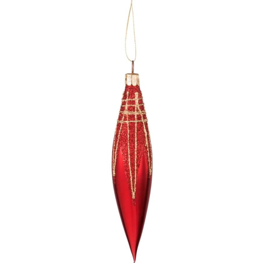 Käthe Wohlfahrt Red Glittered Christmas Cone with Decorative Roof