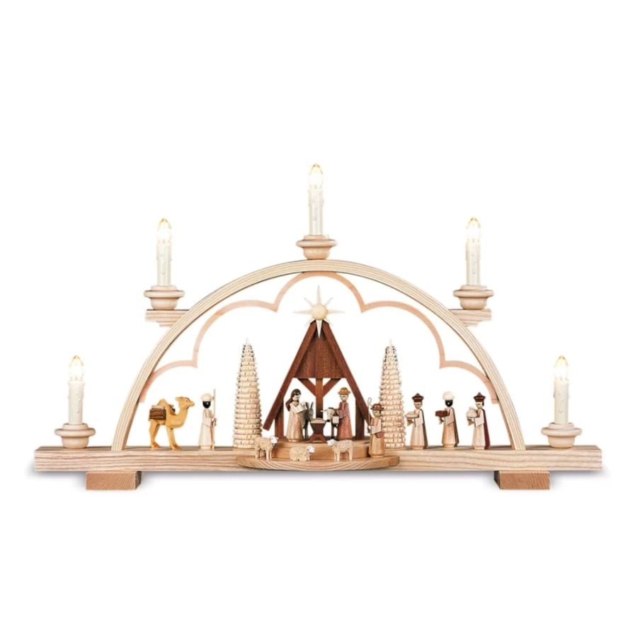 Müller Kleinkunst Schwibbogen "Birth Of Christ" Christmas Light Arch 230V Traditional German Decor