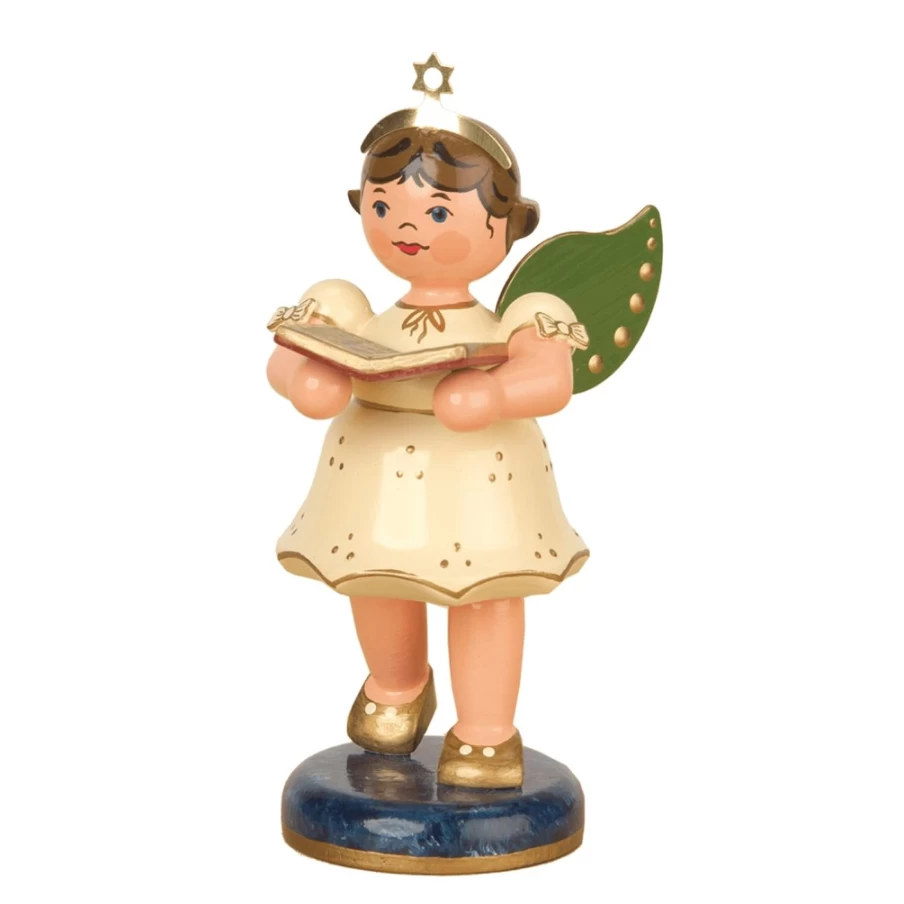 "Hubrig Volkskunst Angel With Songbook - Handmade Christmas Figurine for Holiday Decor"