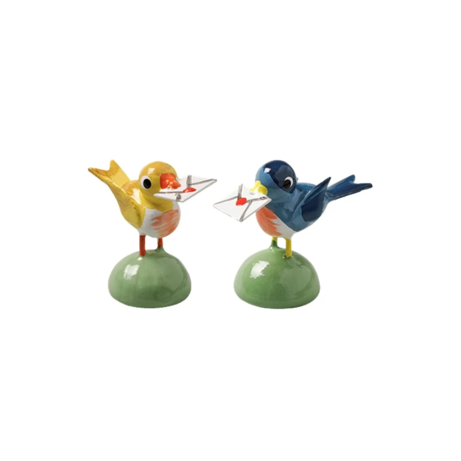 WENDT & KÜHN Antique German Bird with Letter Porcelain Figurine Collectible