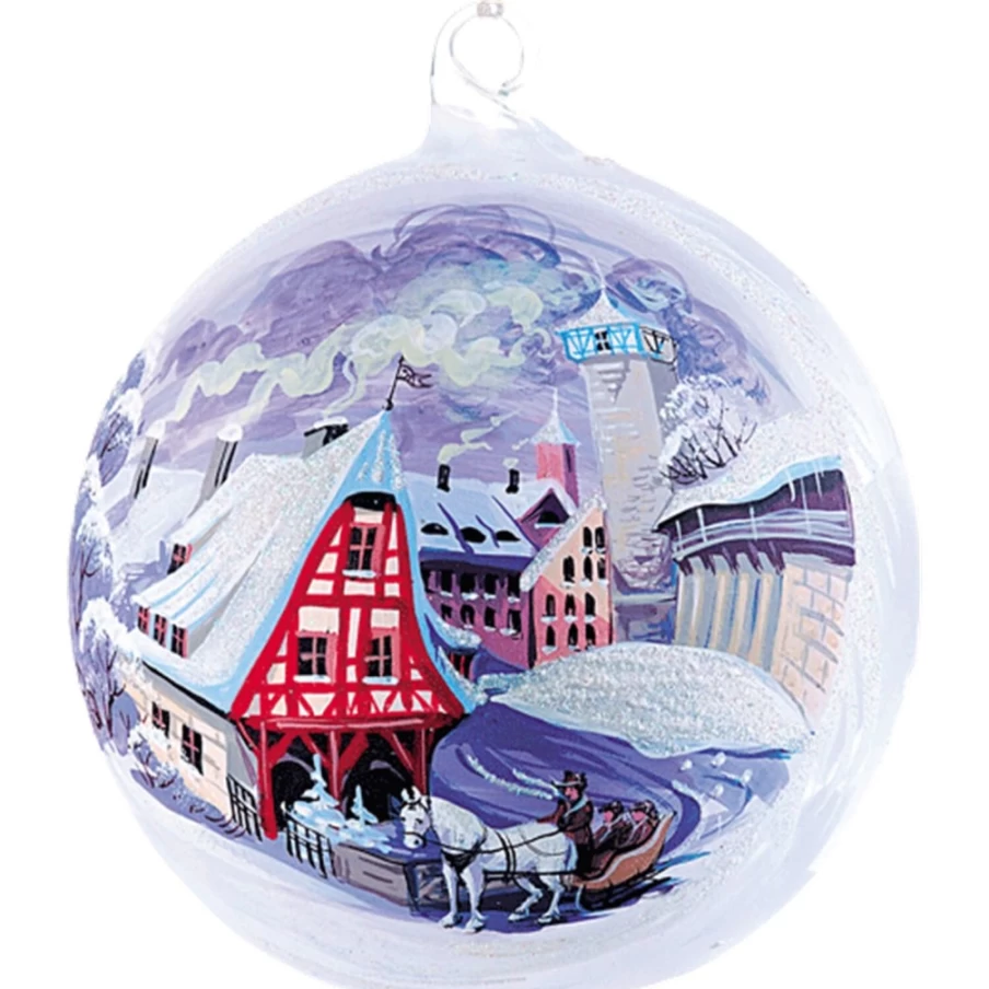 Käthe Wohlfahrt Glass Bauble "Alte Schmiede" – 10Cm Handmade Christmas Ornament, Winter Scene Rothenburg Collectible